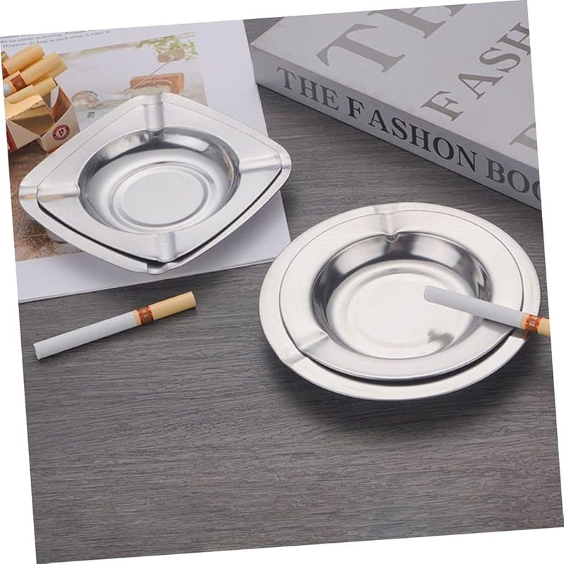 3 مجموعات من منافض السجائر المصنوعة من الفولاذ المقاوم للصدأ بتصميم فتحة للاستخدام المنزلي والسيارة والهواء الطلق - Image 5